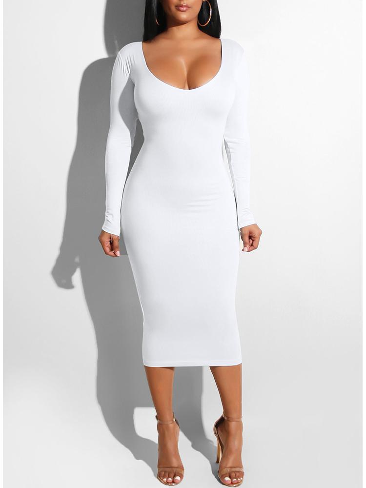 ruched back bodycon dress
