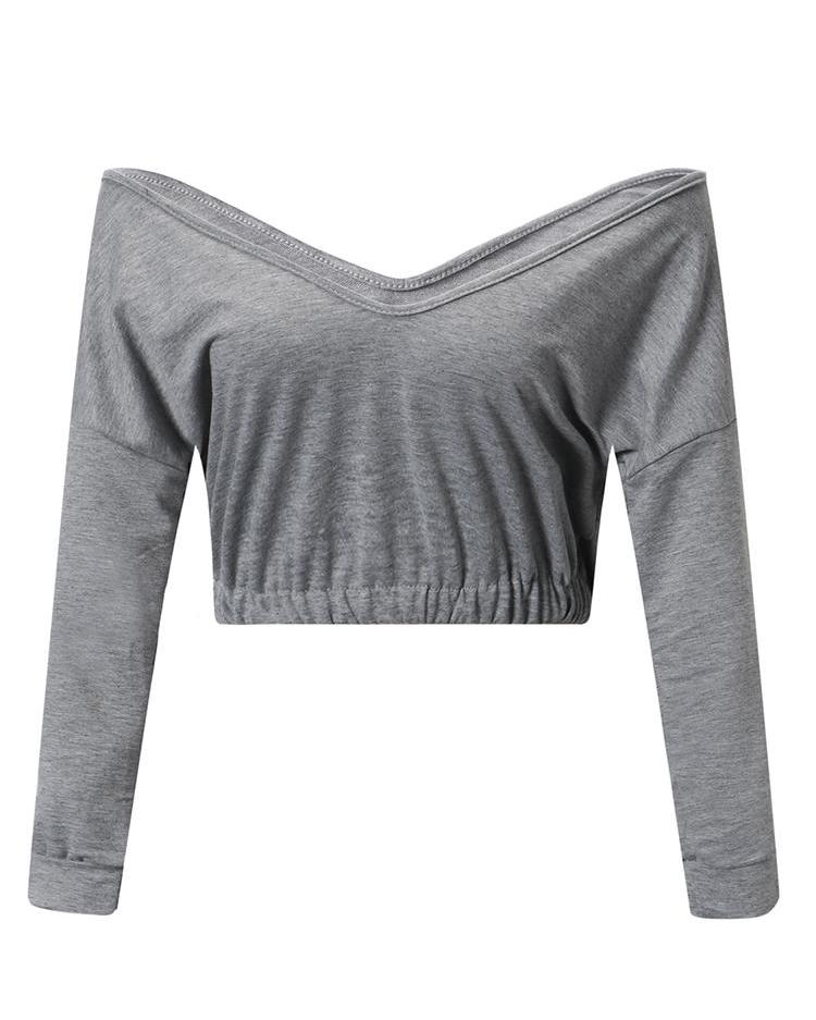 v neck crop sweatshirt