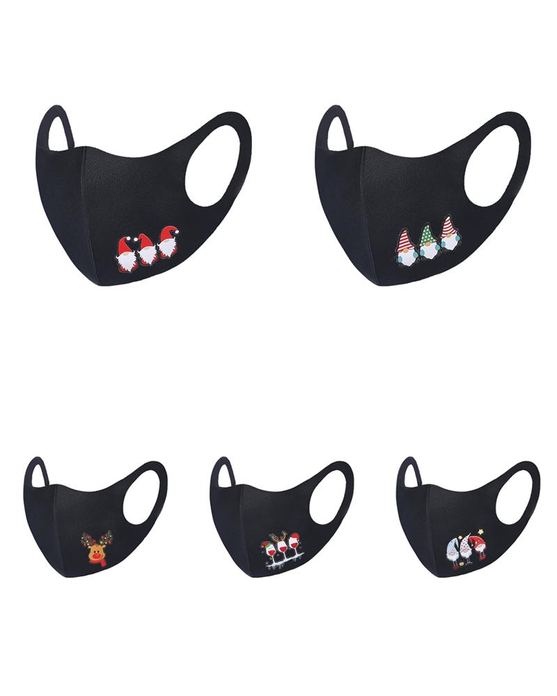 

5PCS/Set Randomly Dispatched Christmas Mixed Print Breathable Face Mask, Style1