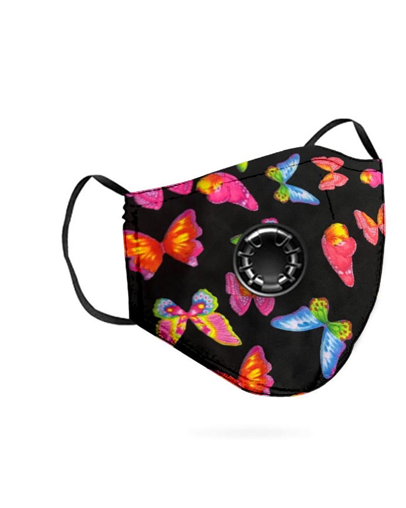 

Butterfly Print Breathing Washable Valve Face M .a. s. k (2 filters as gift, Black