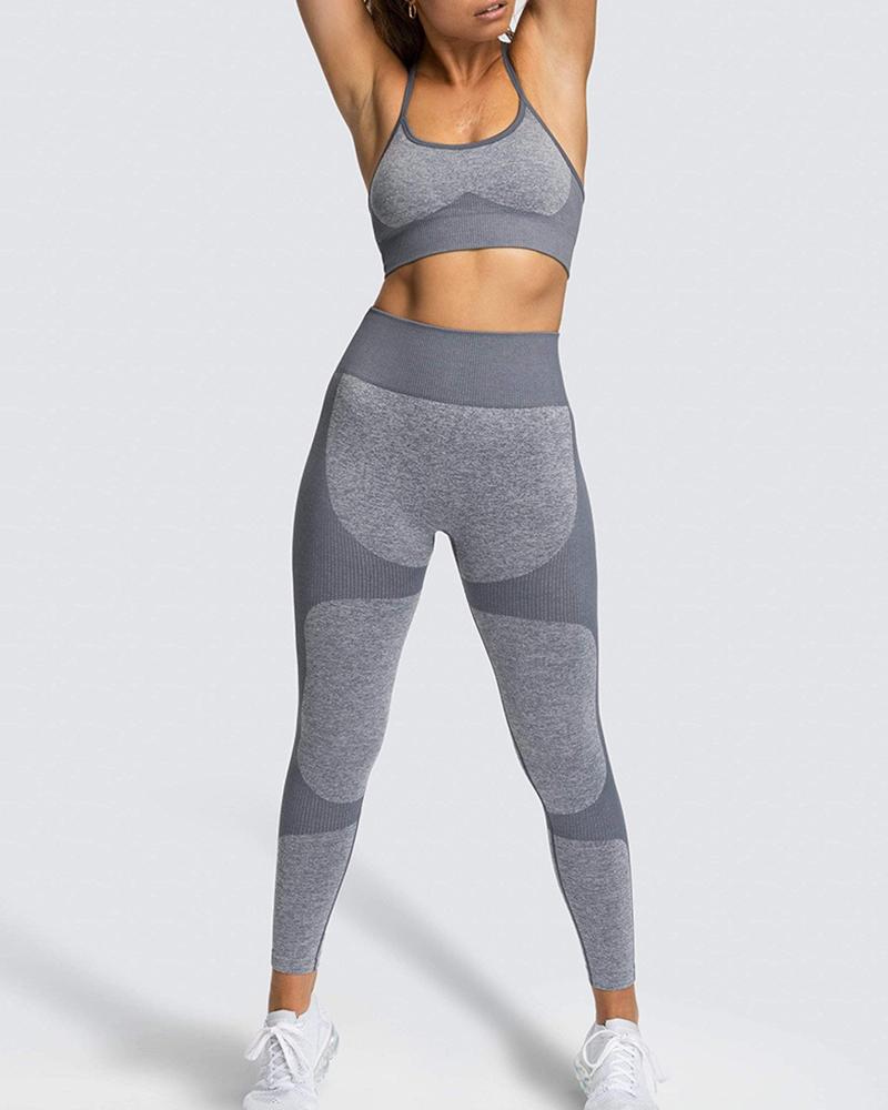 

Solid Color Gradient Sling 2-Piece Active Sets, Gray