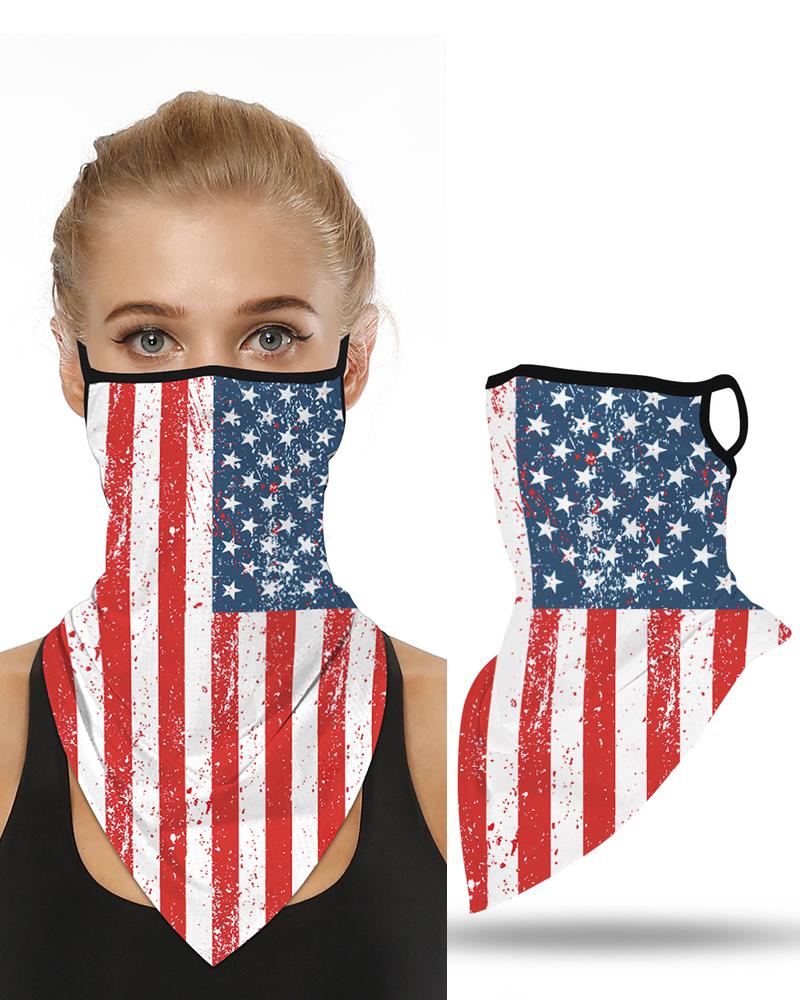 

Flag Letter Print Breathable Ear Loop Face Cover Bandana Windproof Motorcycling Dust Outdoors, Dark blue