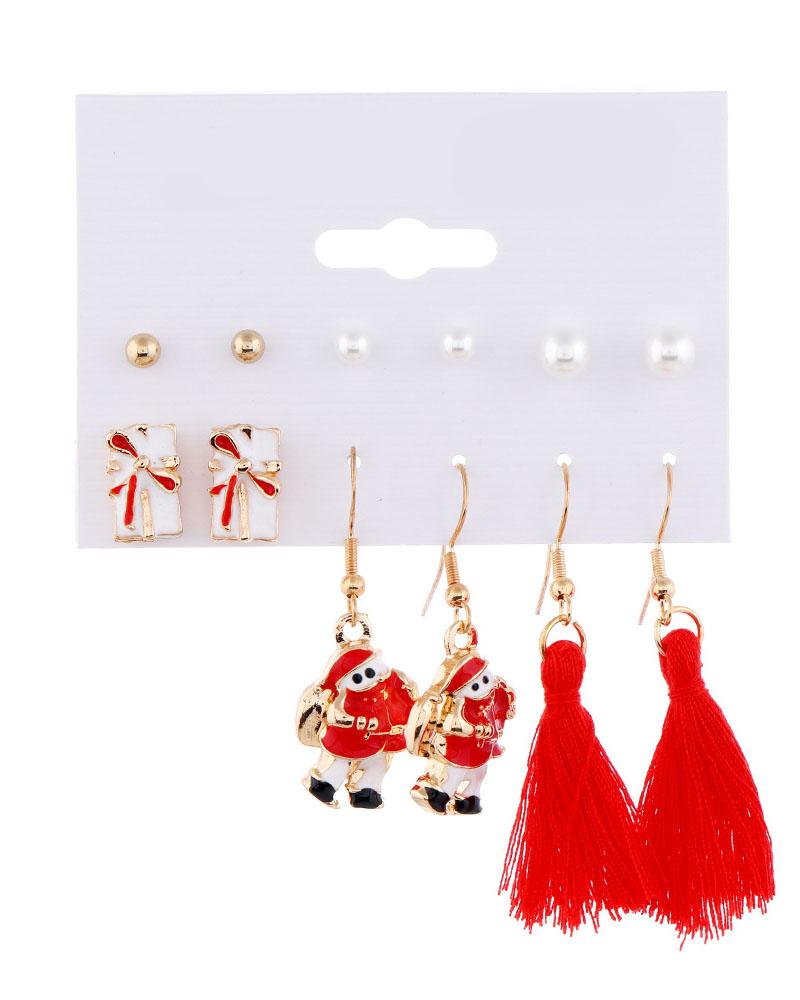 

Beaded Christmas Pattern Tassel 6PCS Earring Set, Style5
