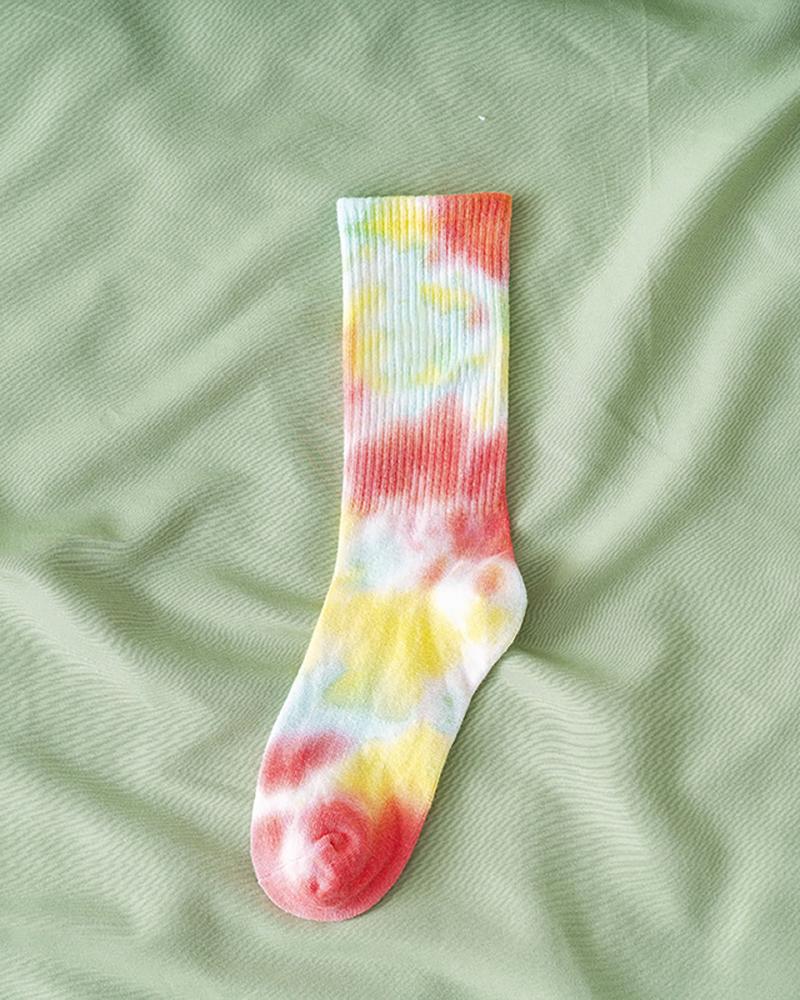 

1Pair Tie Dye Print Socks, Style4