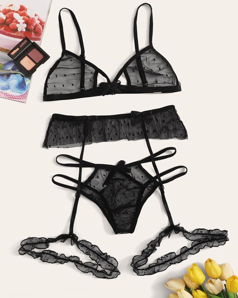 

Solid Strap Bra With Waist Cincher And Panties Sexy Sets, Black