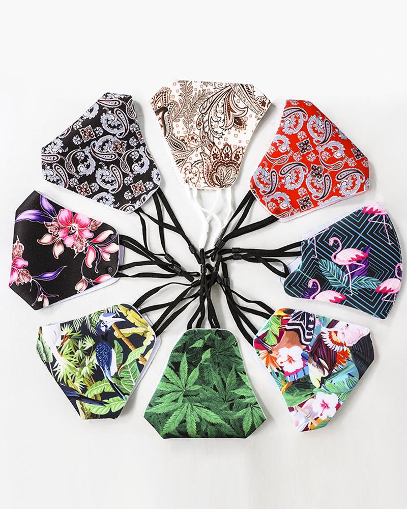 

Tropical / Floral / Paisley Print Breathable Face Mask, Black