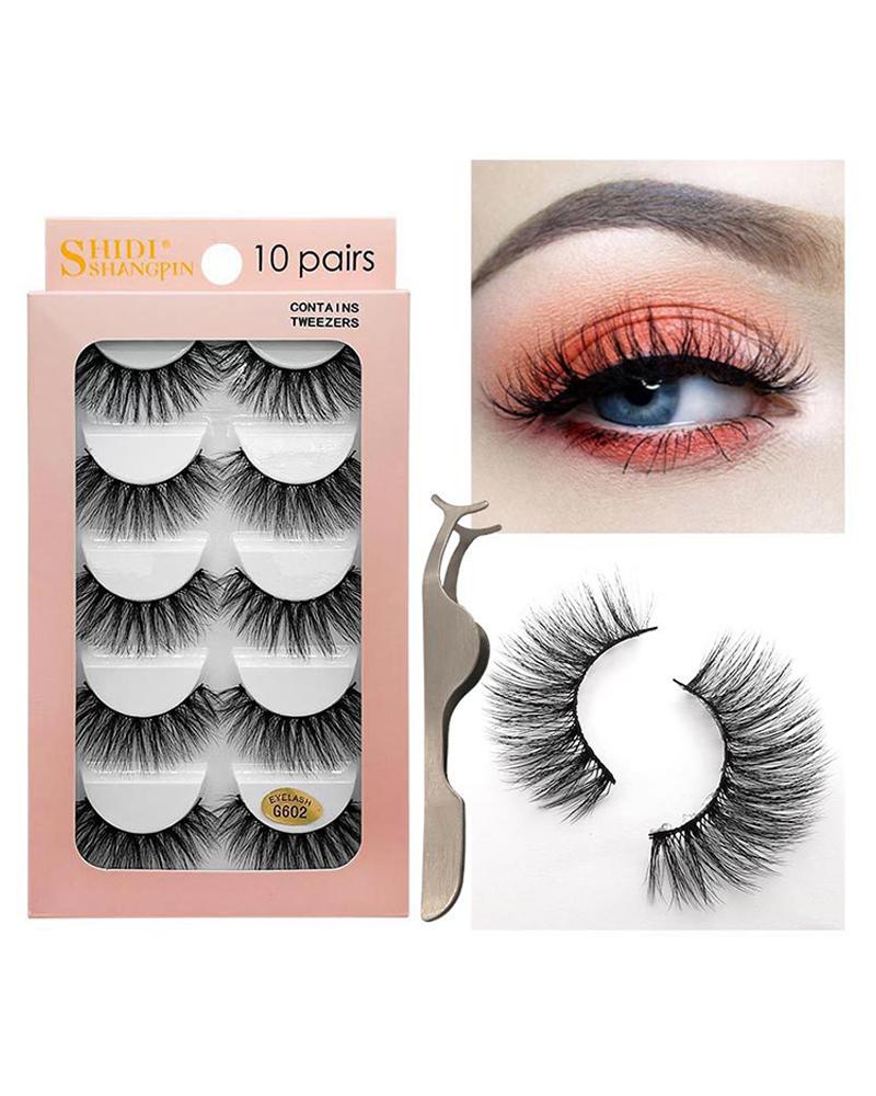 

10Pairs Natural Curly False Eyelashes With 1PCS Clip, Style2
