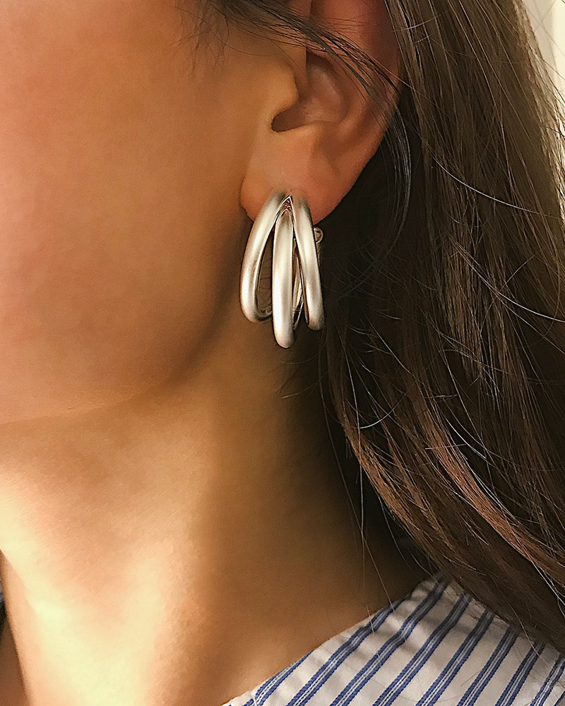 

Simple Multi Semicircle Hoop Earring, Silver