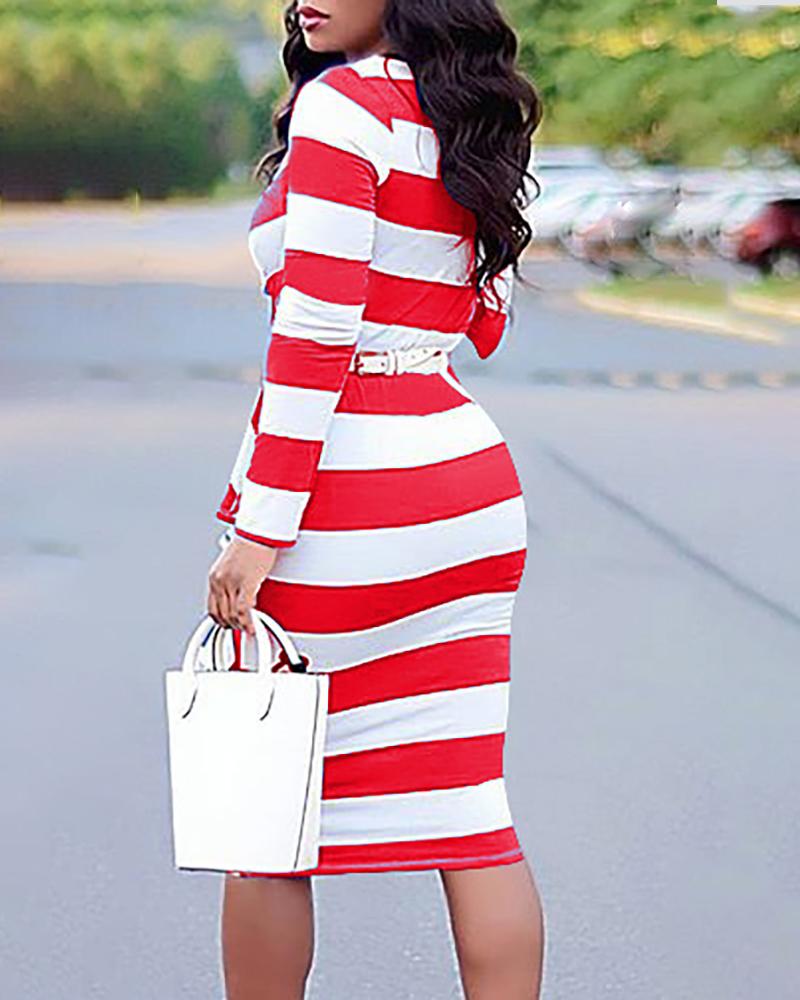 red and white striped bodycon dress