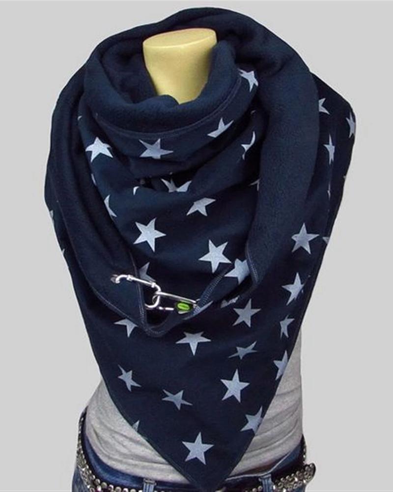 

Star Print Warm Scarf, Blue