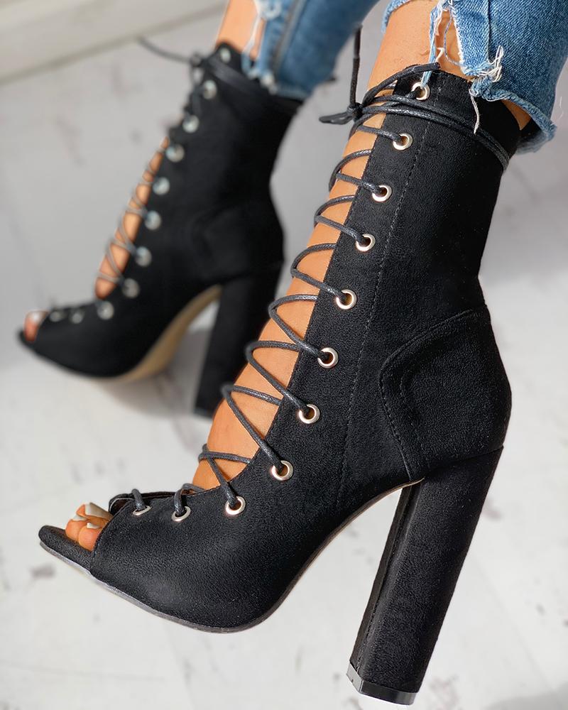 peep toe chunky heel sandals