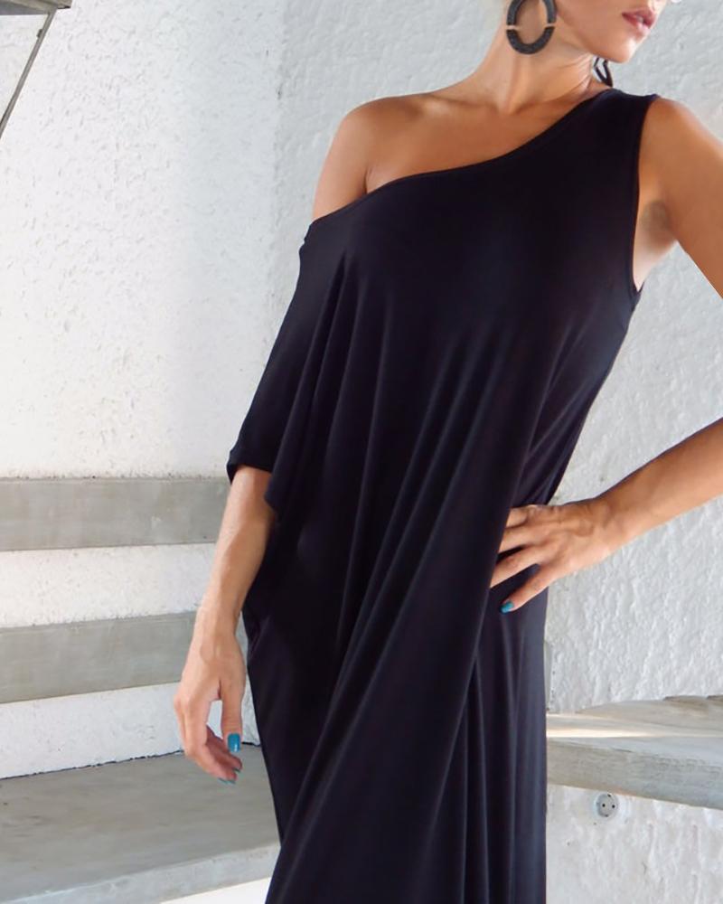 casual one shoulder maxi dress