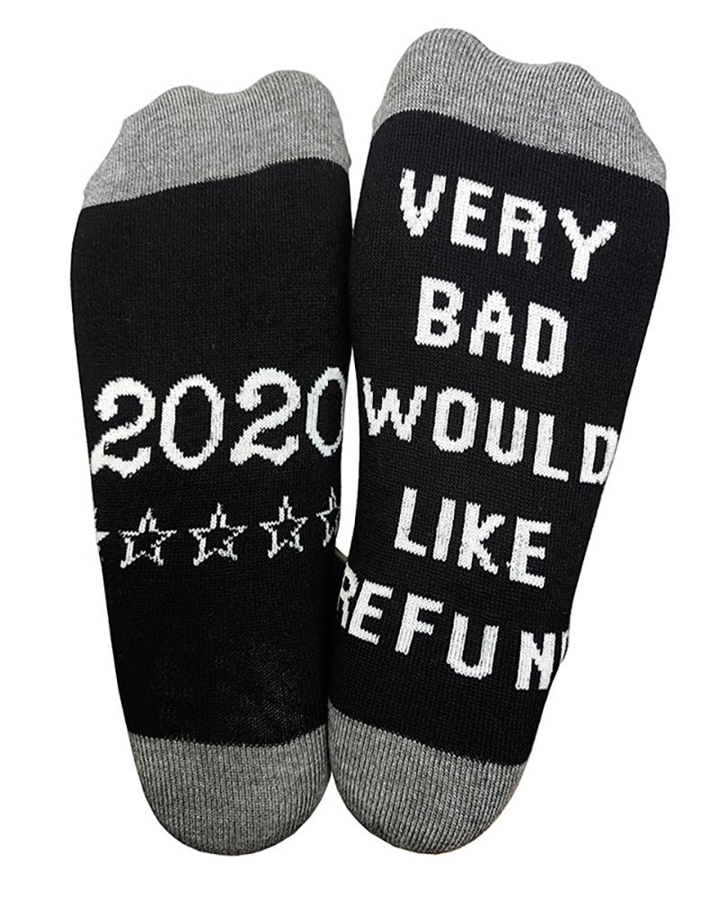 

1Pair Letter Print Colorblock Socks, Black