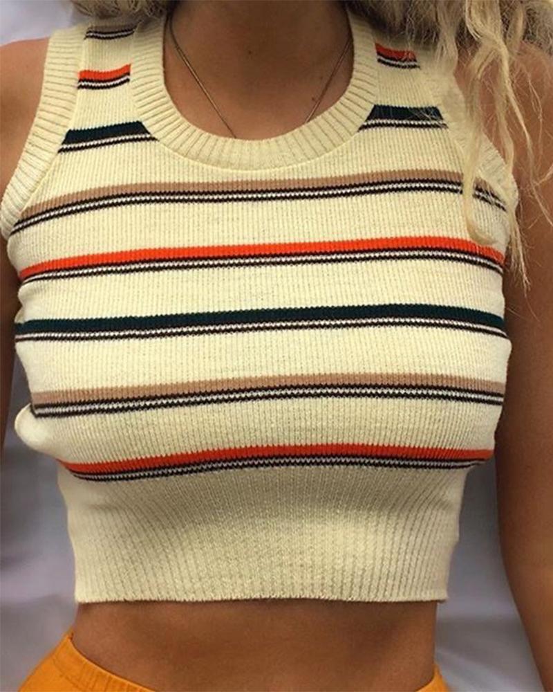 

Color Block Sleeveless Cropped Tanks, Beige
