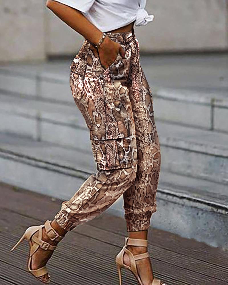 snakeskin cargo pants