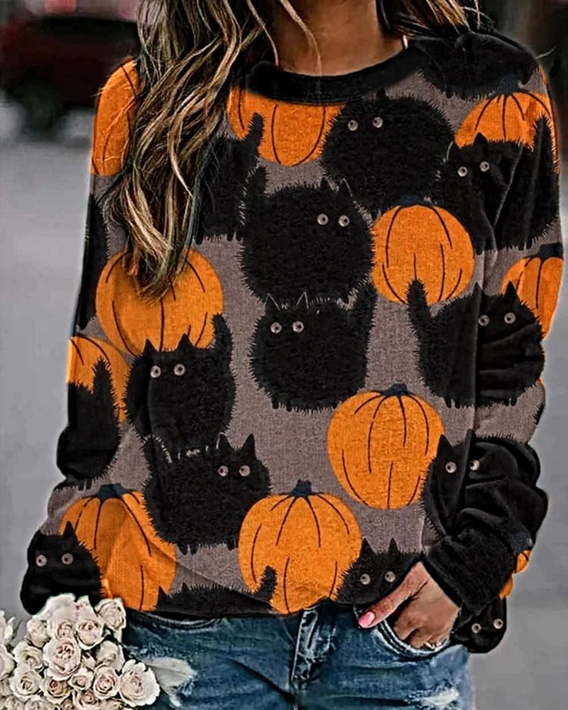 cat and pumpkin sweater