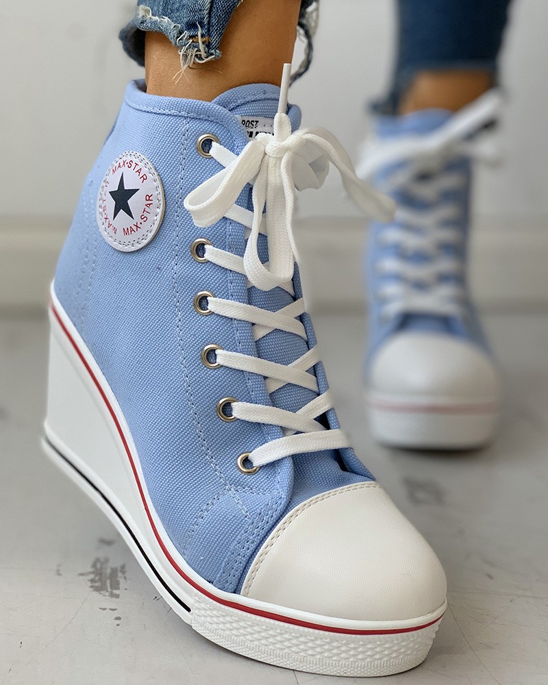 blue wedge sneakers