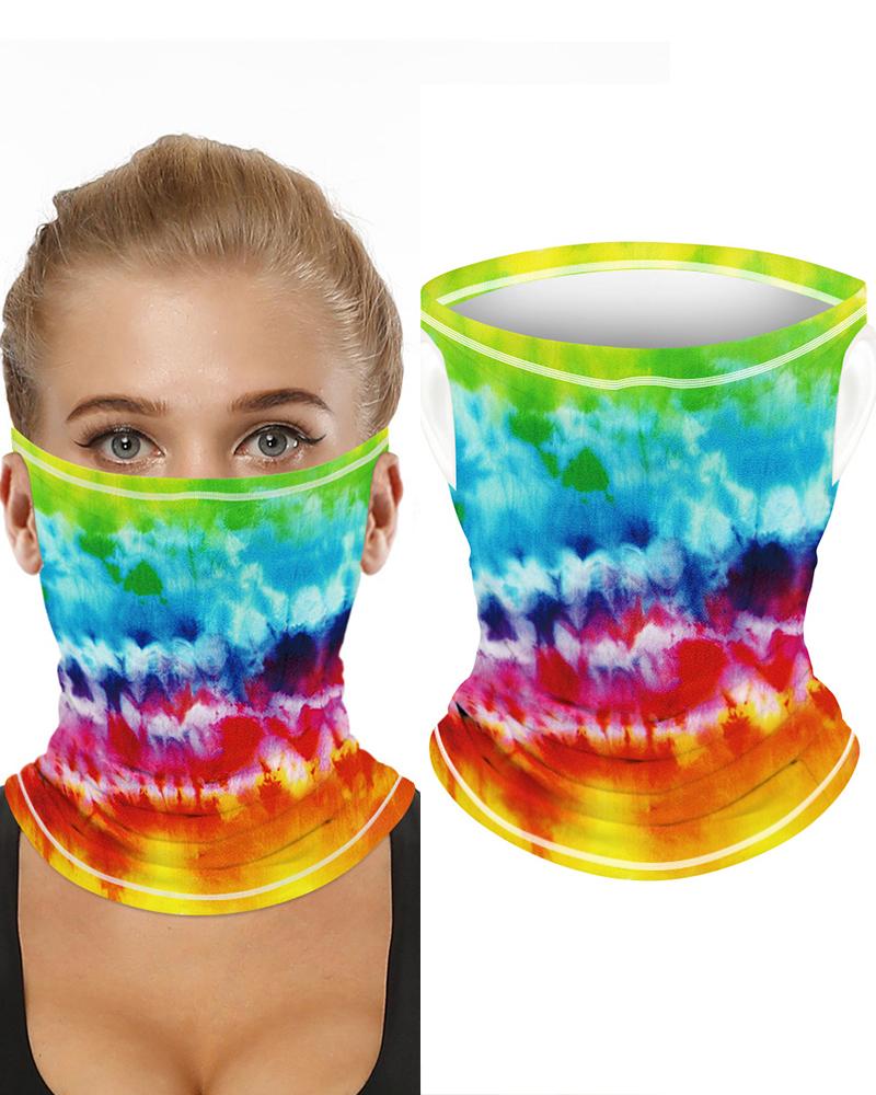 

Tie Dye Print Breathable Ear Loop Face Bandana Headwrap, Multicolor