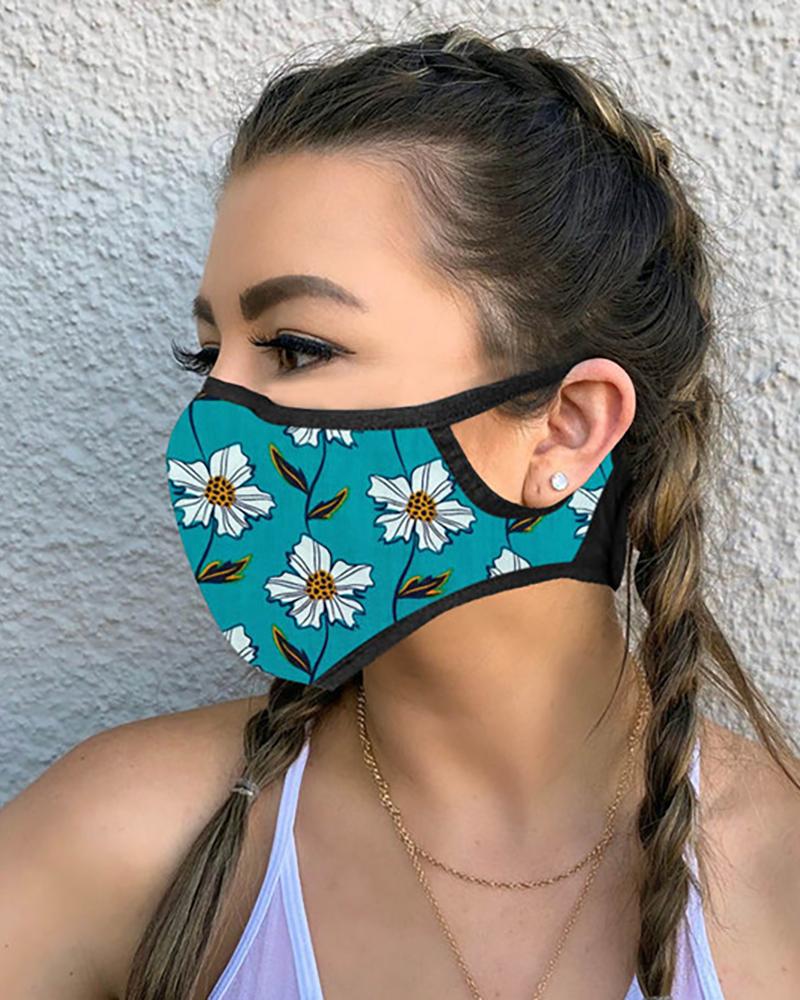 

Floral Leaf Print Breathable Mouth Mask, Green