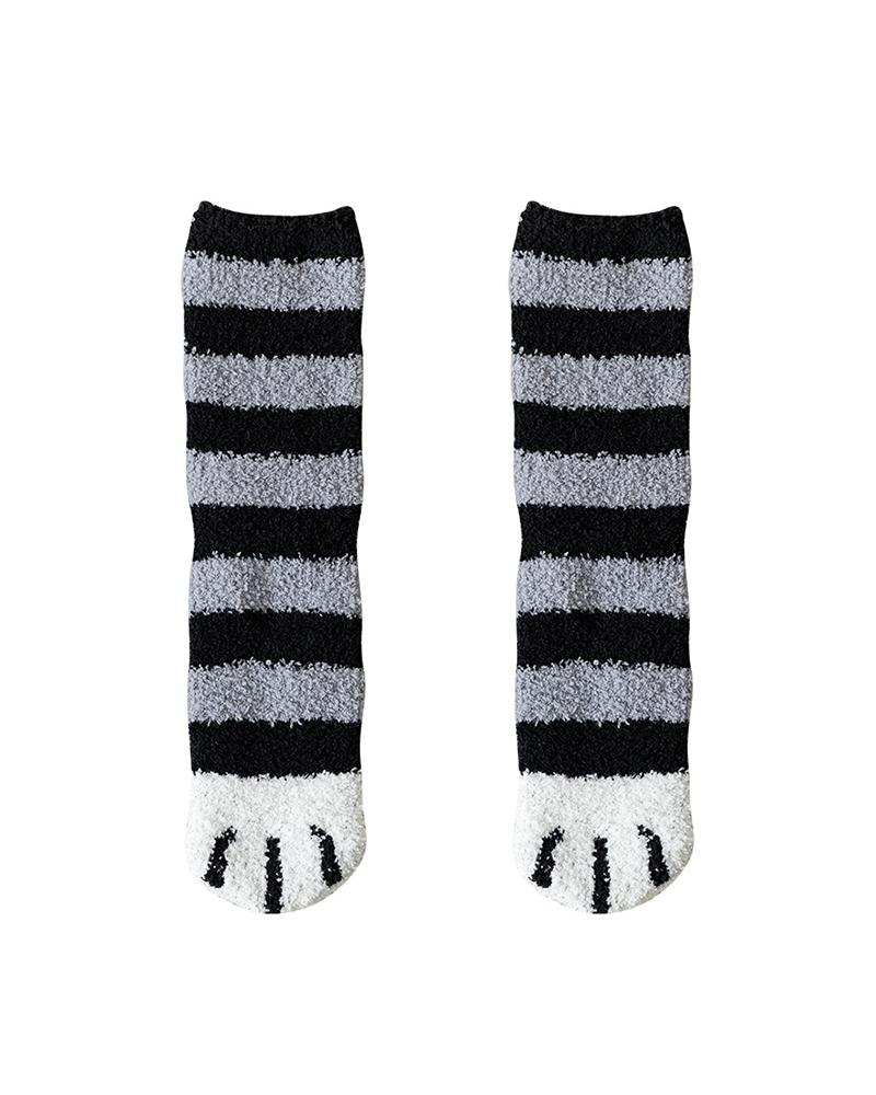 

1Pair Paw Pattern Fluffy Socks, Style2