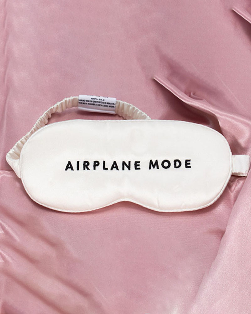 

1PCS Letter Pattern / Plain Satin Eye Cover, Pink