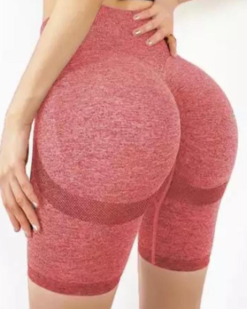 

High Waist Seamless Butt Lifting Yoga Shorts, Red