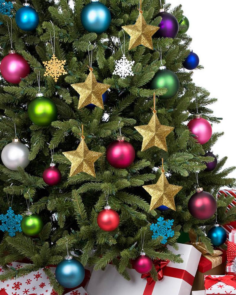 

Christmas Decorations Glitter Star Six Sets, Gold