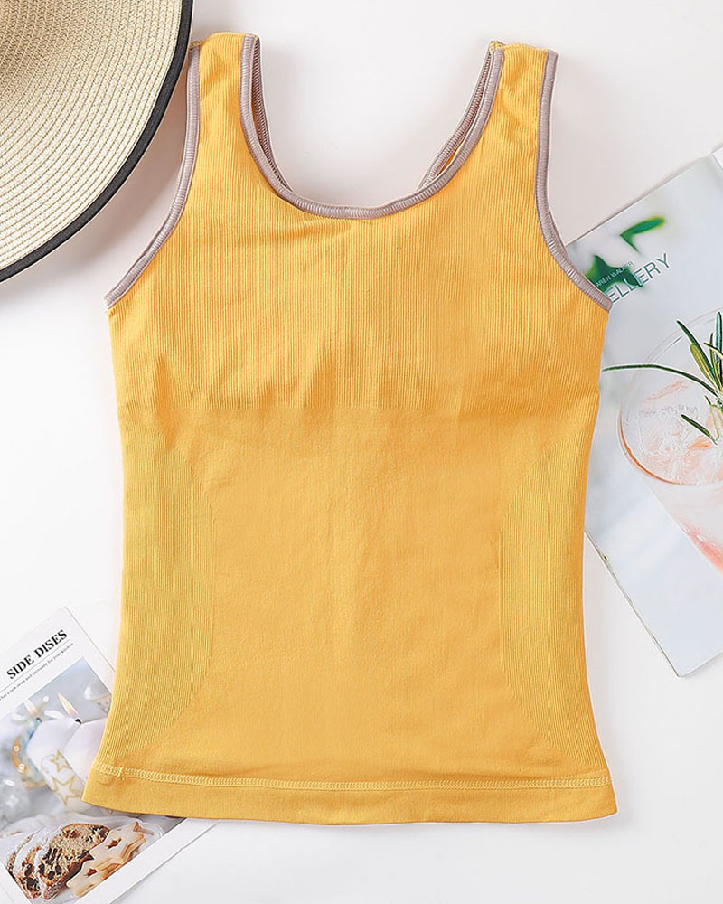 

Flannel Bra Vest Thermal Plush Underwear Thick Warm Elastic Tops, Yellow