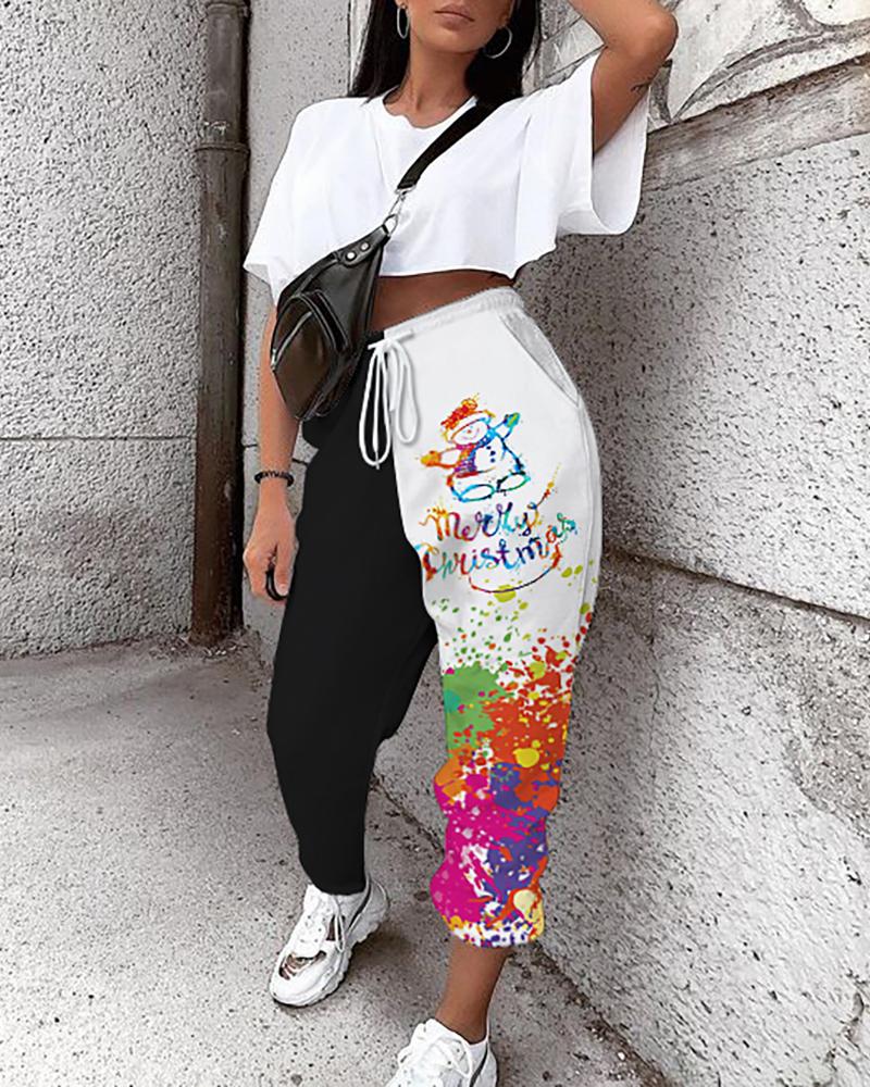 

Christmas Print Drawstring Casual Sweatpants, Style4