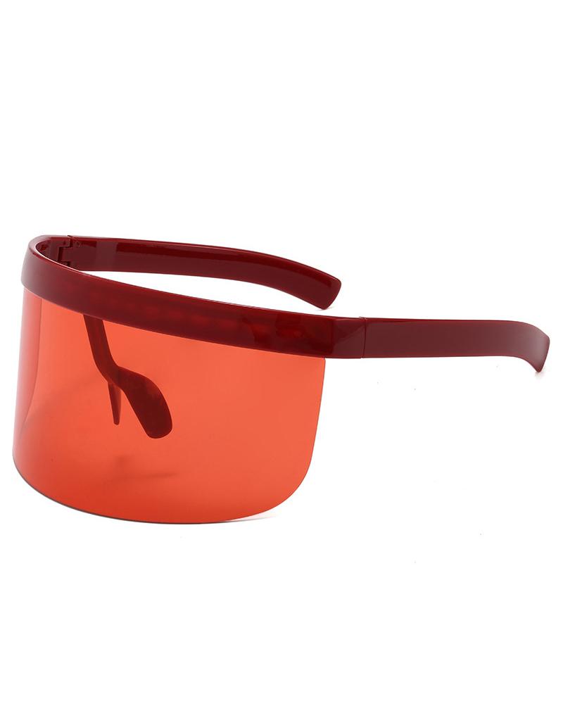 

Colorblock Big Frames Wind Protective Sunglasses, Red