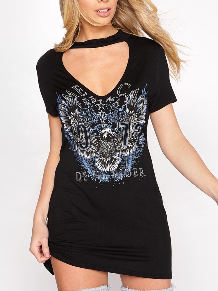 choker neck t shirt dress