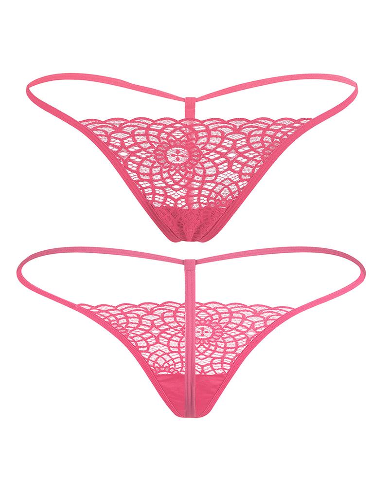 

Low Rise Guipure Lace G-string Thong Panty, Hot pink