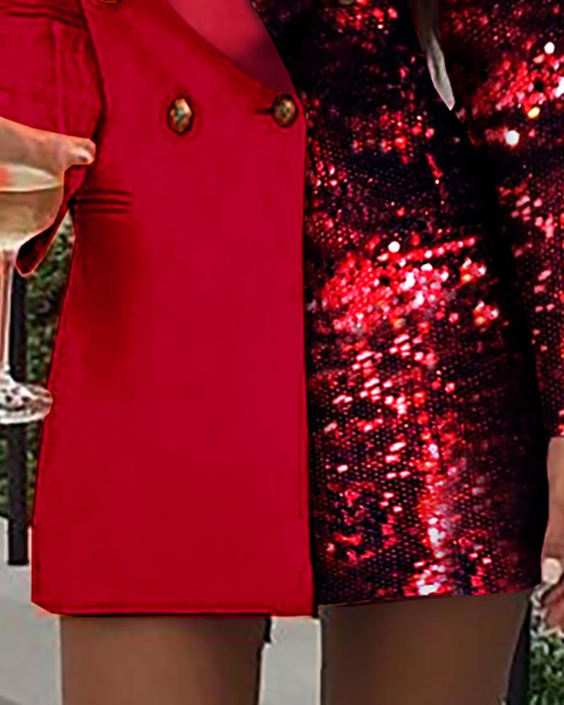 long sleeve sequin blazer dress