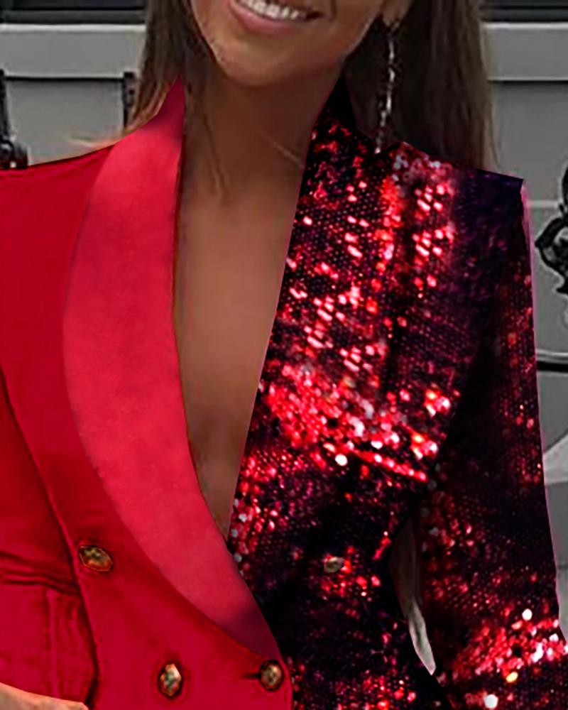 long sleeve sequin blazer dress