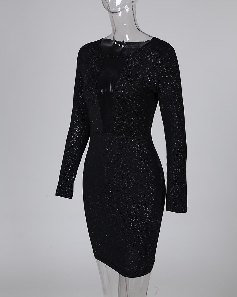 mesh insert bodycon dress