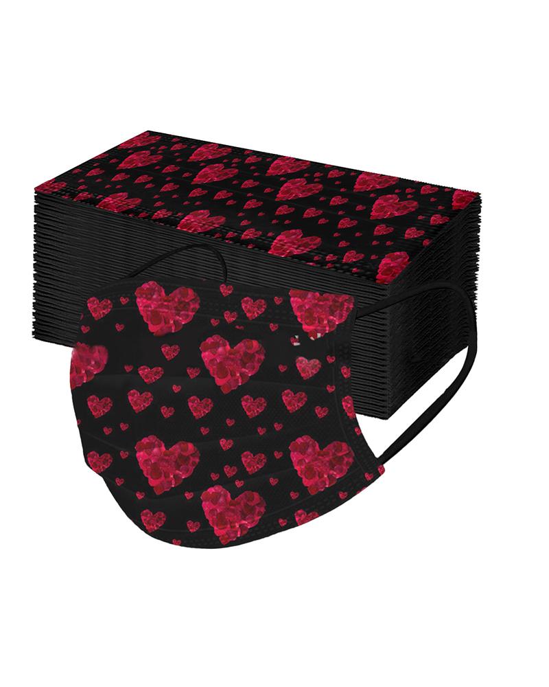 

Valentine's Day Heart Print Disposable Face Mask, Style4
