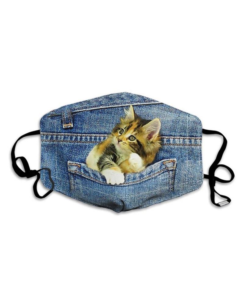 

Denim Animal Pattern PM2.5 Filter Breathable Face Mask, Style1