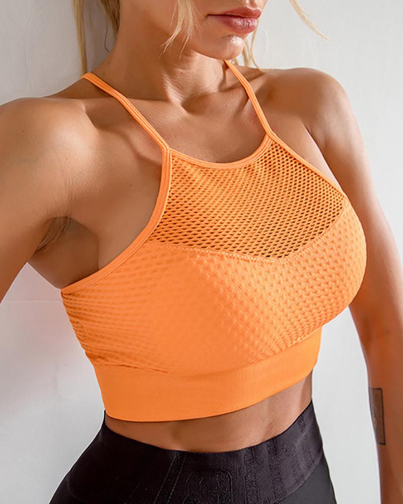 

Open Back Breathable Spaghetti Strap Workout Active Tops, Orange