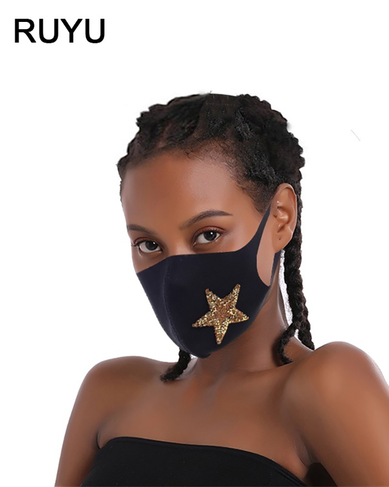 

Star Pattern Studded Breathable Face Mask, Style1