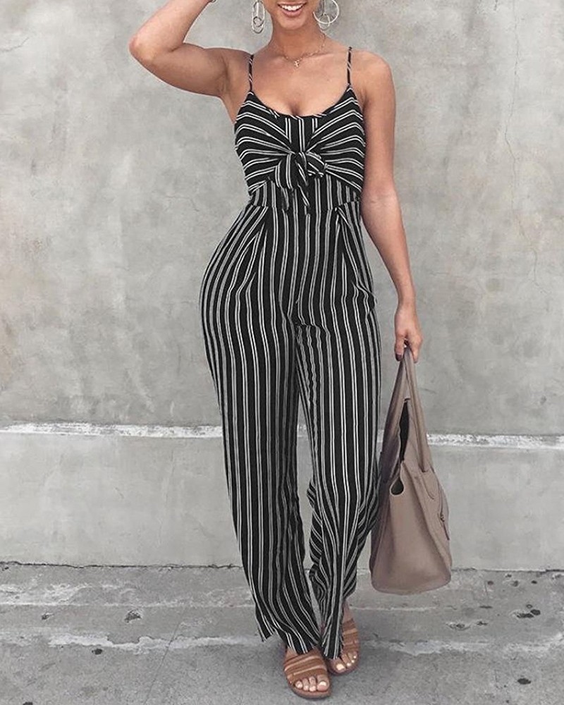 striped spaghetti strap jumpsuit
