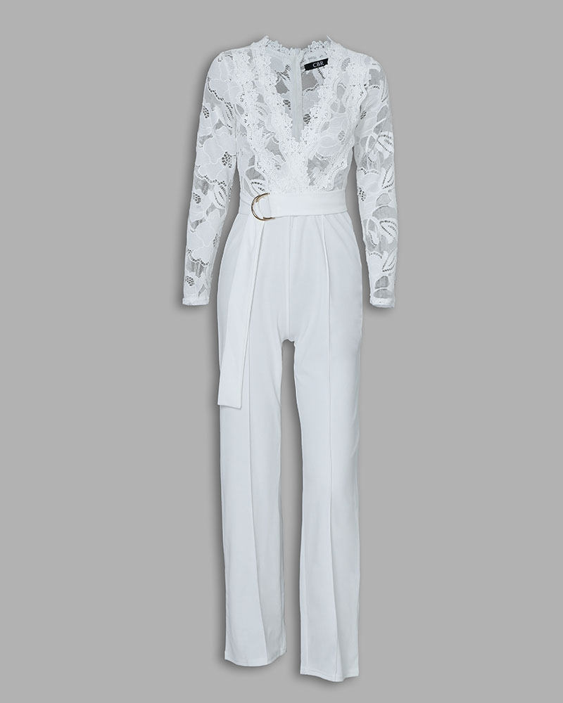 plunge lace bodice insert jumpsuit