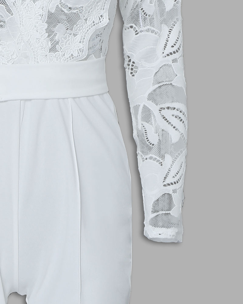 plunge lace bodice insert jumpsuit
