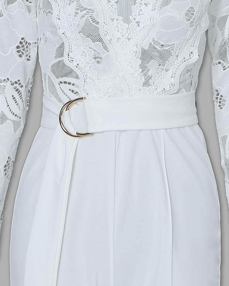 plunge lace bodice insert jumpsuit