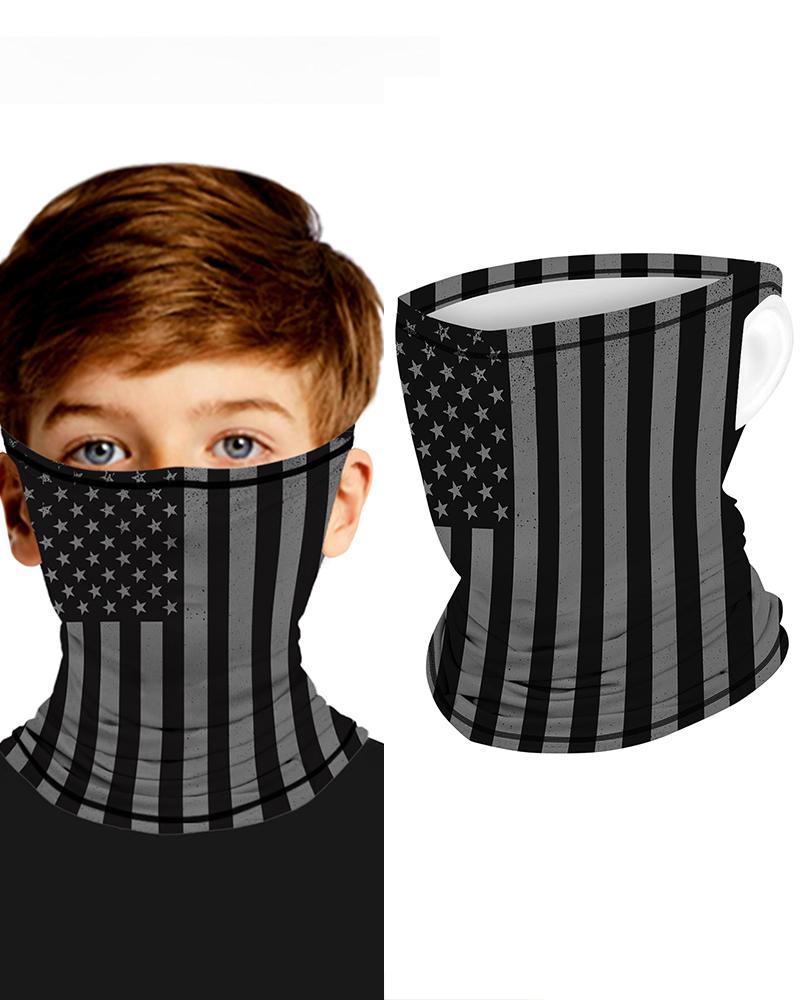 

Flag Print Breathable Ear Loop Face Bandana Headwrap For Children, Black