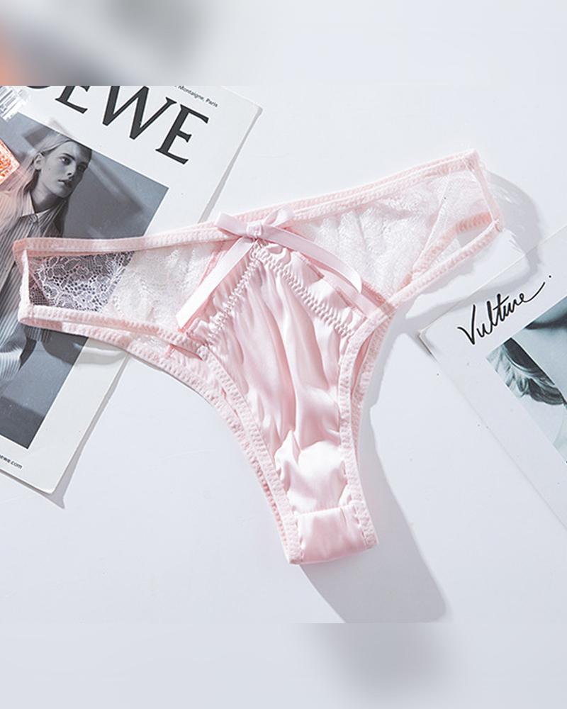 

Solid Lace Skinny T-string Cut-out Panties, Pink