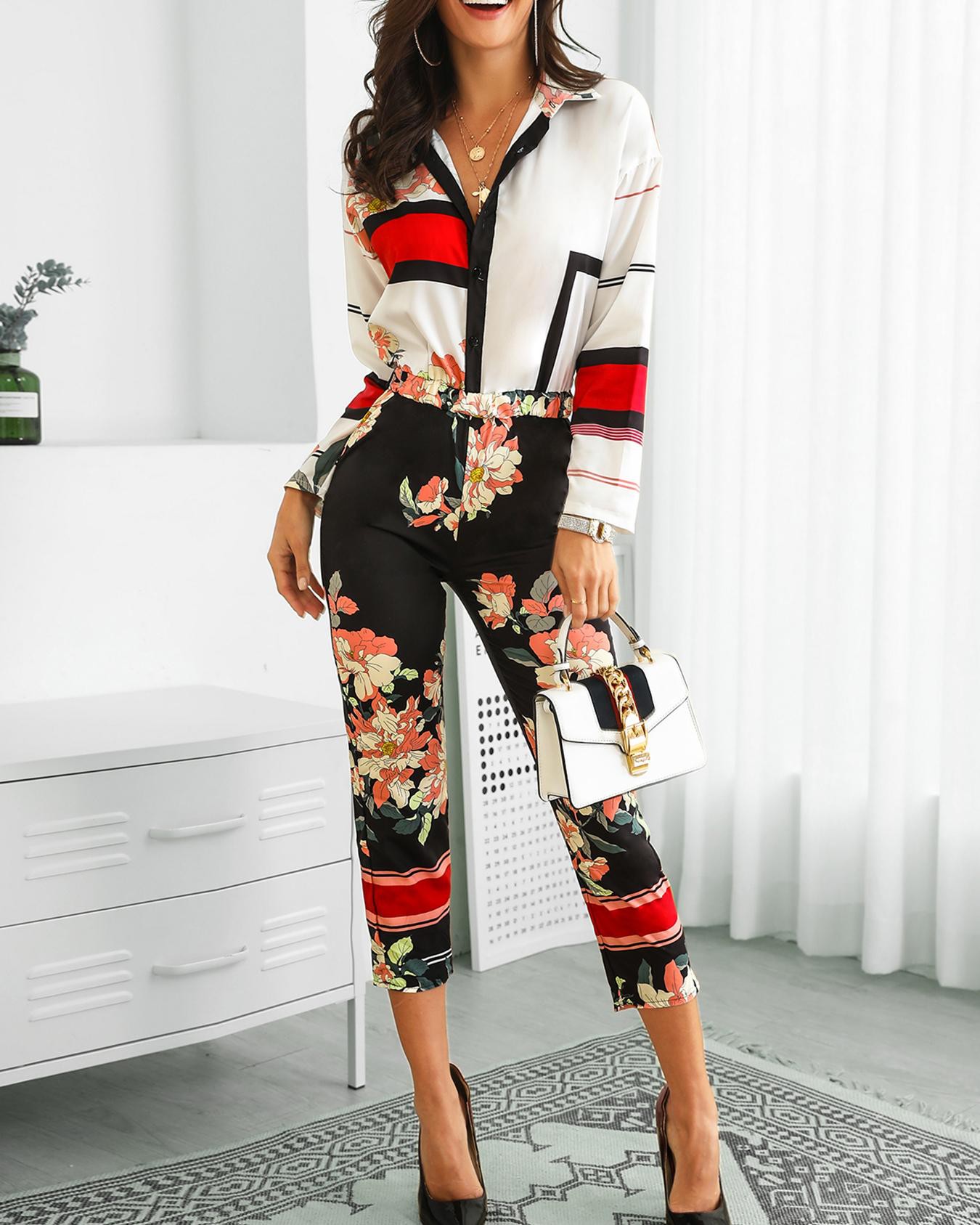 long sleeve jumpsuit floral