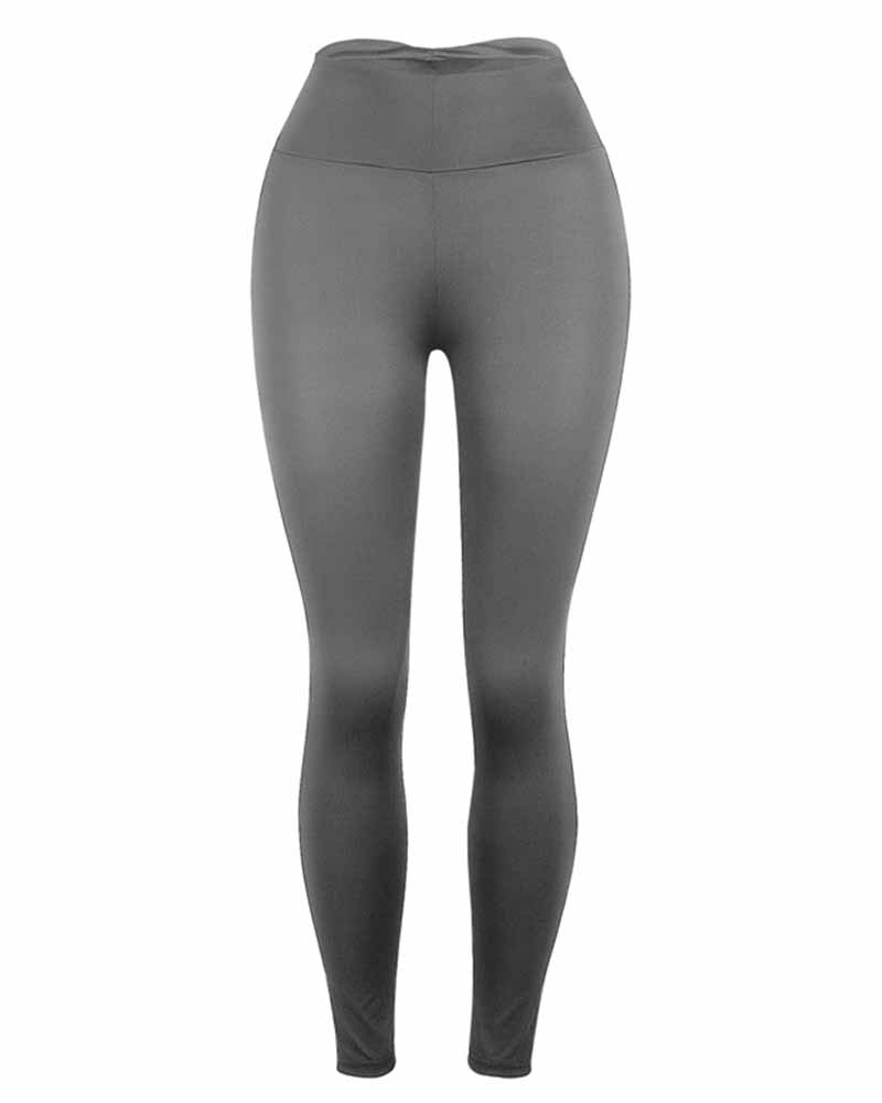 

Solid Skinny High Elastic Yoga Pants, Gray