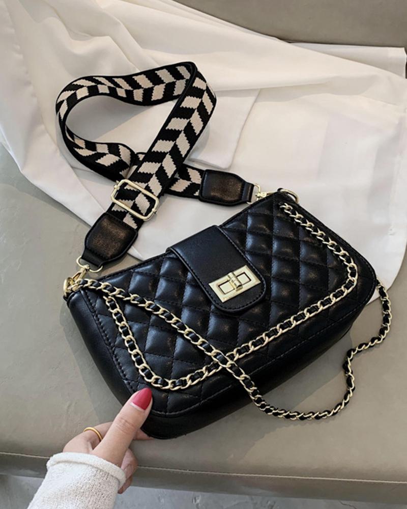 

Chic All-match Solid Color Messenger bag, Black