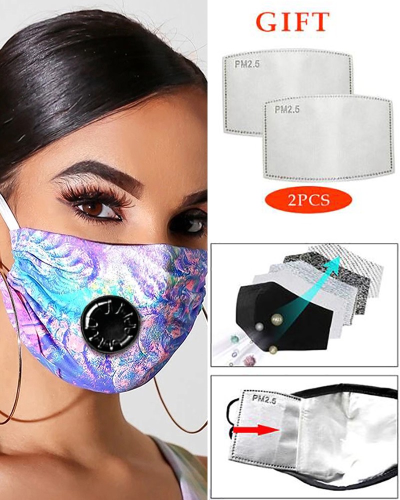 Download Print Breathing Washable Valve Face Mask (2 filters as gift)