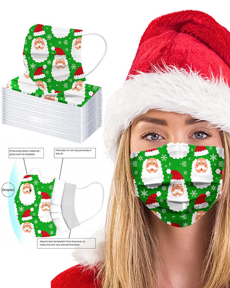 

5PCS/Set Christmas Print Disposable Face Mask, Style3